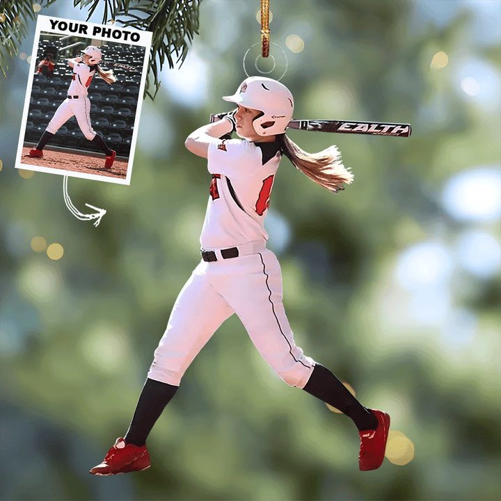 Holiday Homerun - Personalized Photo Mica Ornament - Christmas Gift For Sports Lovers