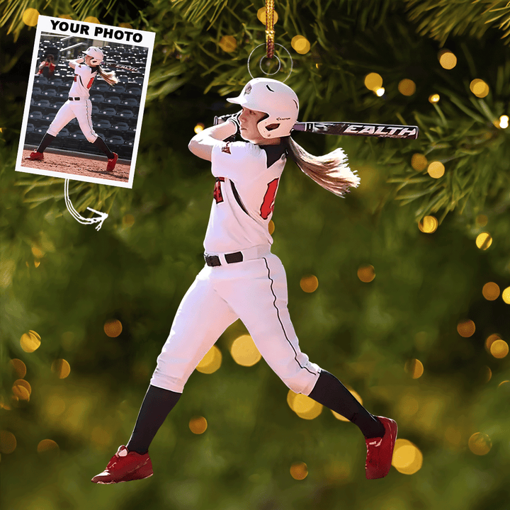 Holiday Homerun - Personalized Photo Mica Ornament - Christmas Gift For Sports Lovers