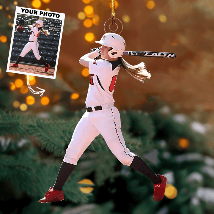 Holiday Homerun - Personalized Photo Mica Ornament - Christmas Gift For Sports Lovers