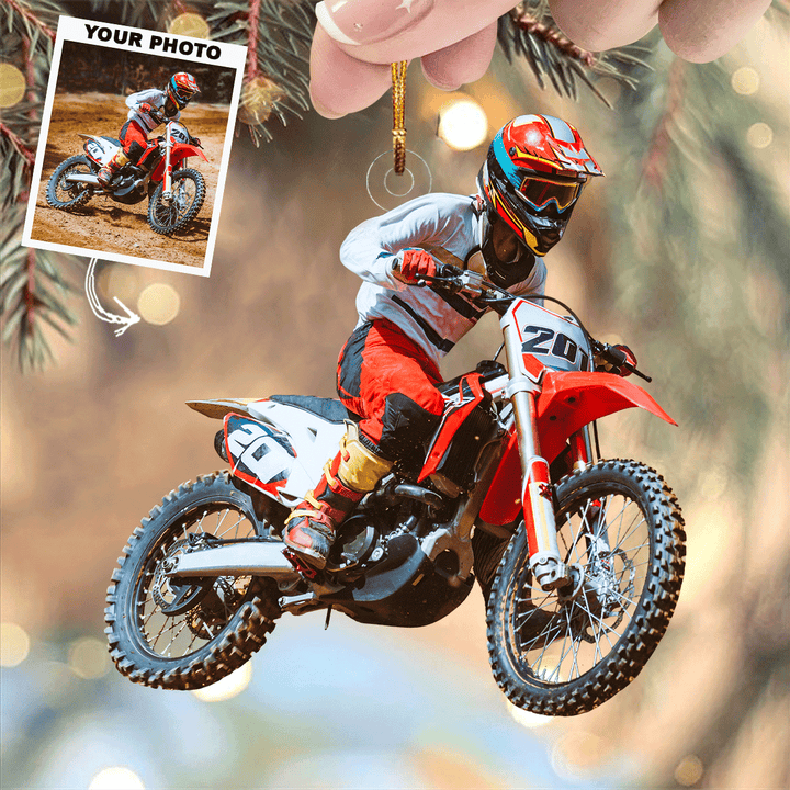 Dirt Bike Delight - Personalized Photo Mica Ornament - Christmas Gift For Sports Lovers