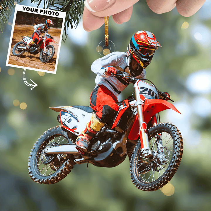 Dirt Bike Delight - Personalized Photo Mica Ornament - Christmas Gift For Sports Lovers