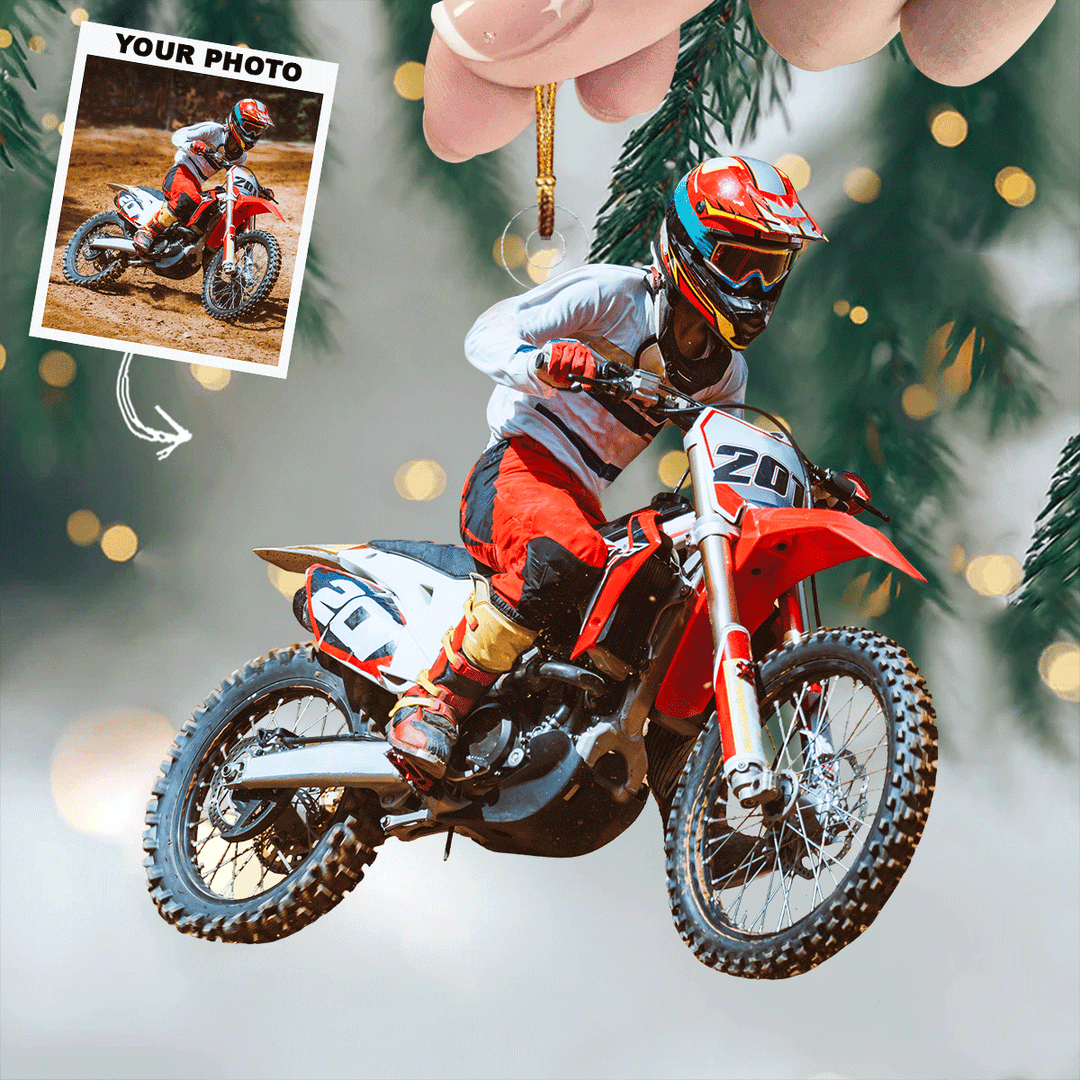 Dirt Bike Delight - Personalized Photo Mica Ornament - Christmas Gift For Sports Lovers