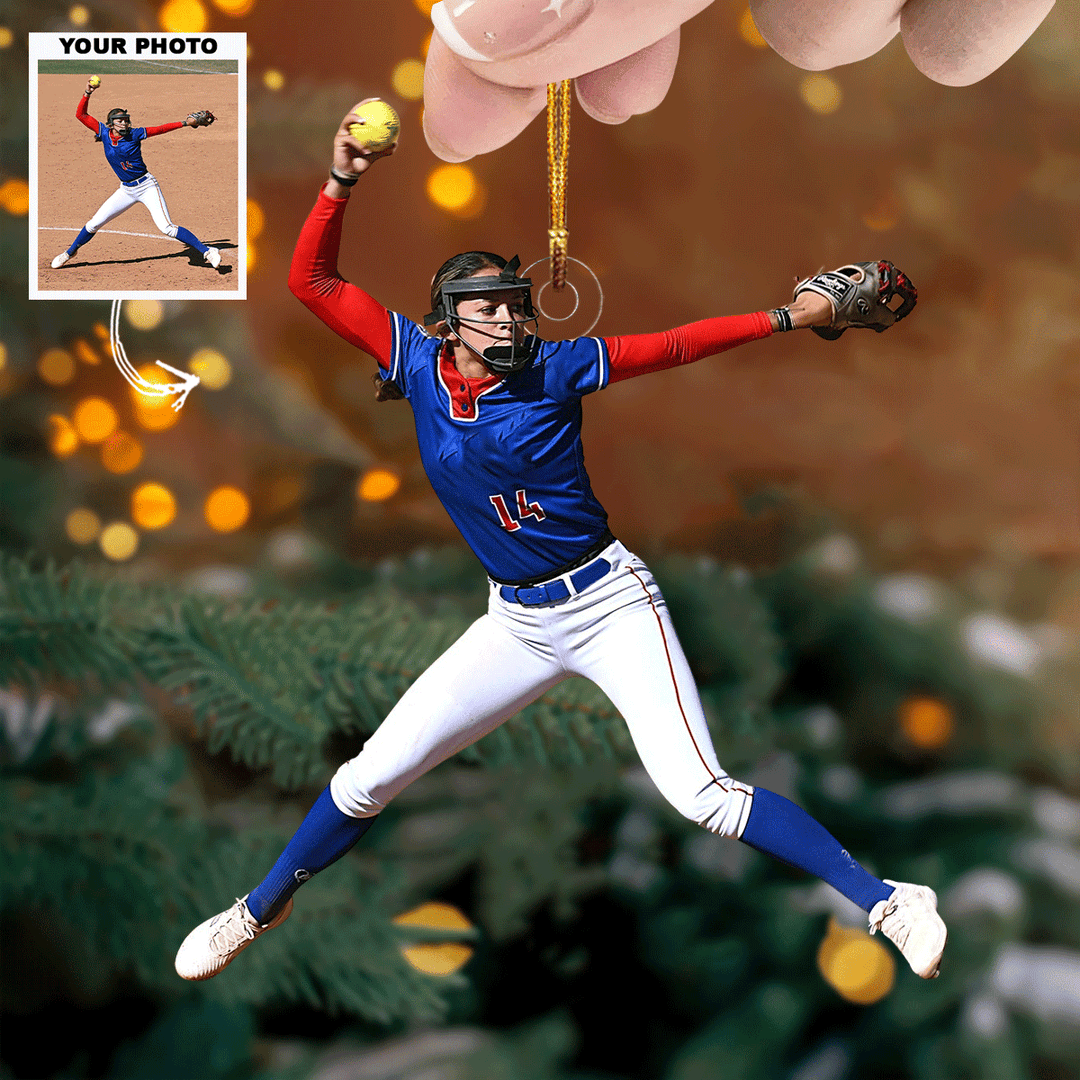 Catching Joy - Personalized Photo Mica Ornament - Christmas Gift For Sports Lovers
