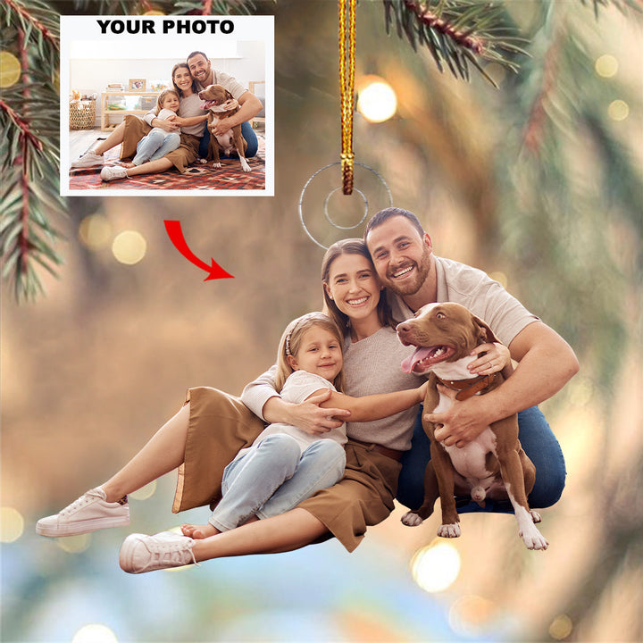 Family Joy - Personalized Photo Mica Ornament - Christmas Gift For Family, Family Members