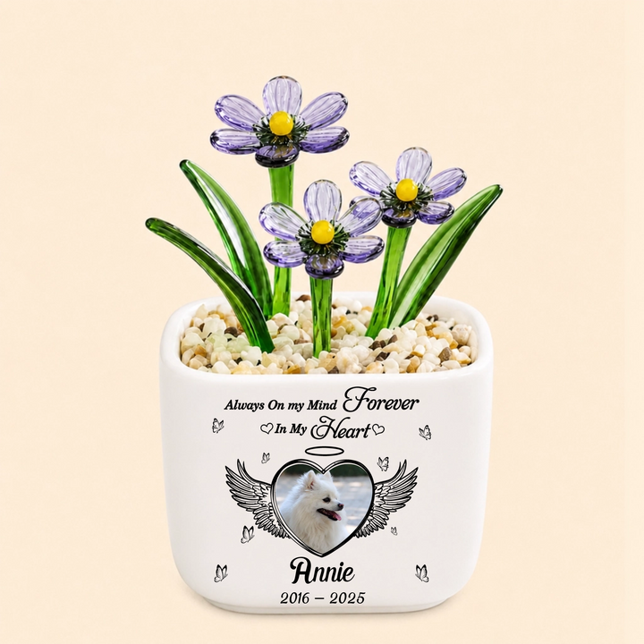 Always On My Mind Forever In My Heart - Personalized Pet Memorial Flower Pot - Gift For Dog Lover, Cat Lover