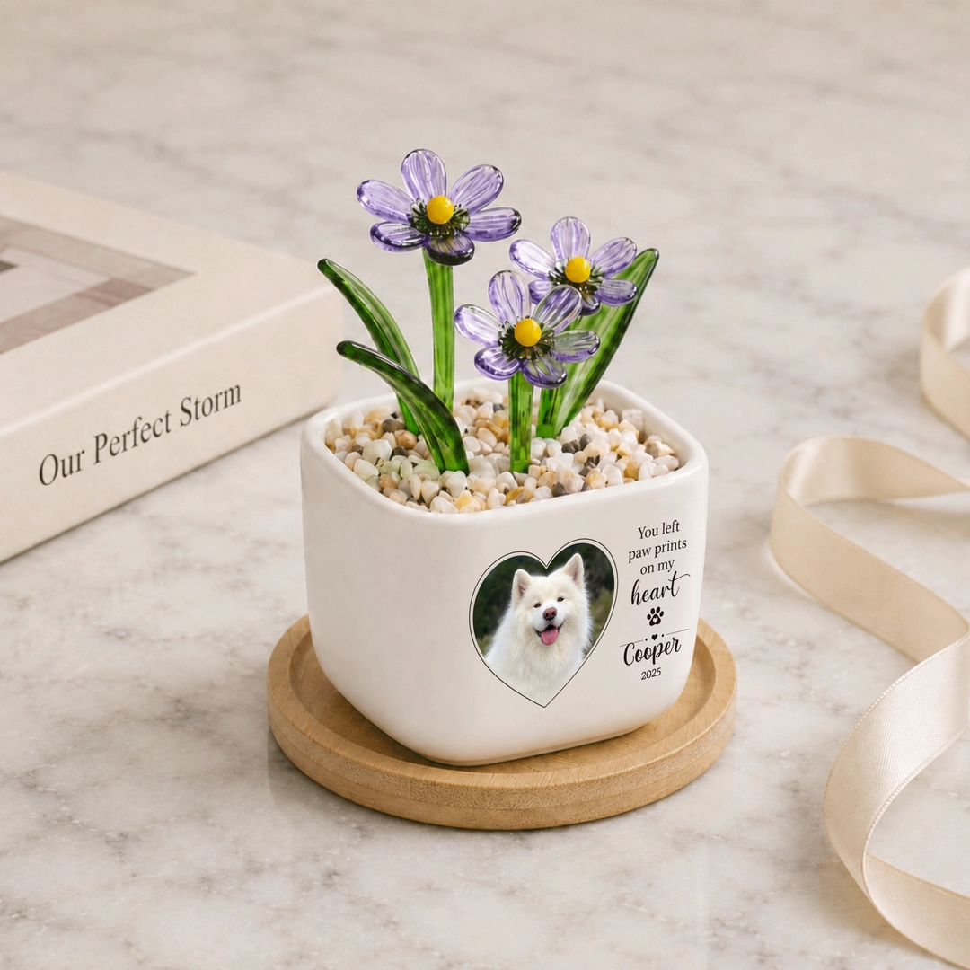 You Left Paw Print On My Heart - Personalized Pet Memorial Flower Pot - Gift For Dog Lover, Cat Lover