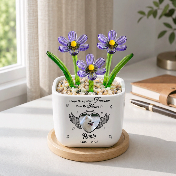 Always On My Mind Forever In My Heart - Personalized Pet Memorial Flower Pot - Gift For Dog Lover, Cat Lover