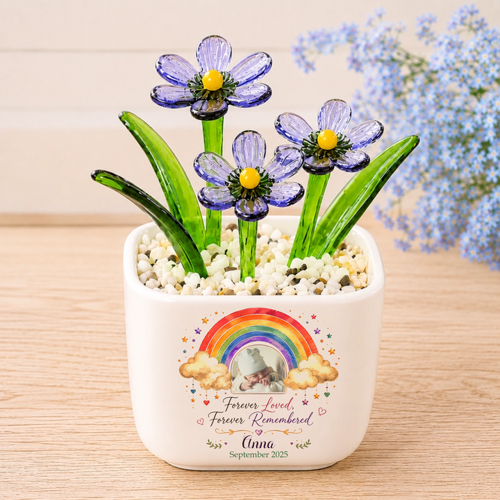 Forever Loved Forever Remembered - Personalized Memorial Flower Pot - Gift for Family Members, Dad, Mom