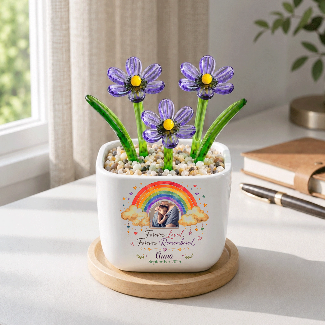 Forever Loved Forever Remembered - Personalized Memorial Flower Pot - Gift for Family Members, Dad, Mom