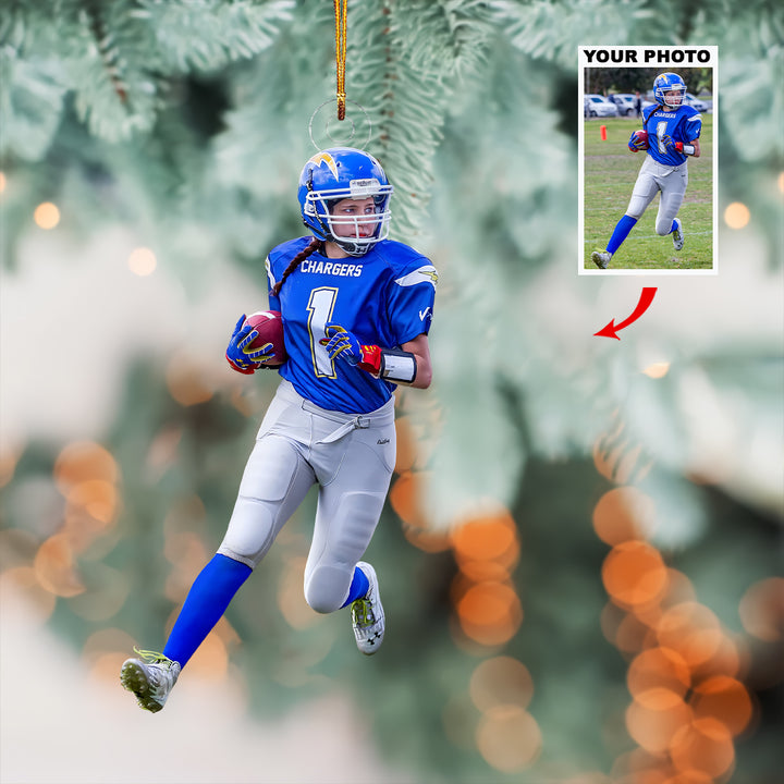 Field Warriors - Personalized Photo Mica Ornament - Christmas Gift For Football Lovers