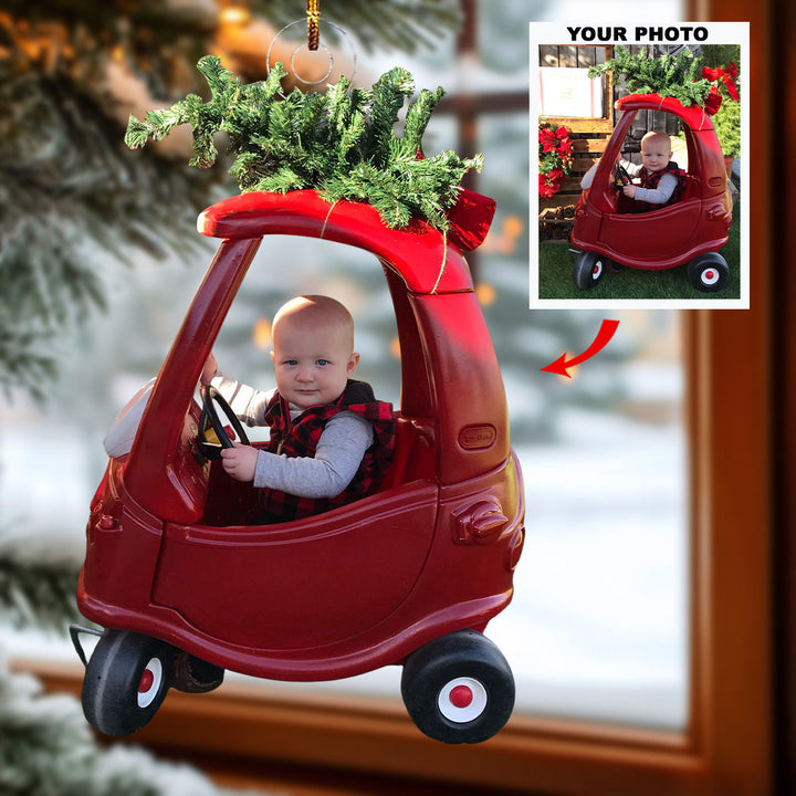 Tiny Drive - Personalized Photo Mica Ornament - Gift For Baby, Family Members