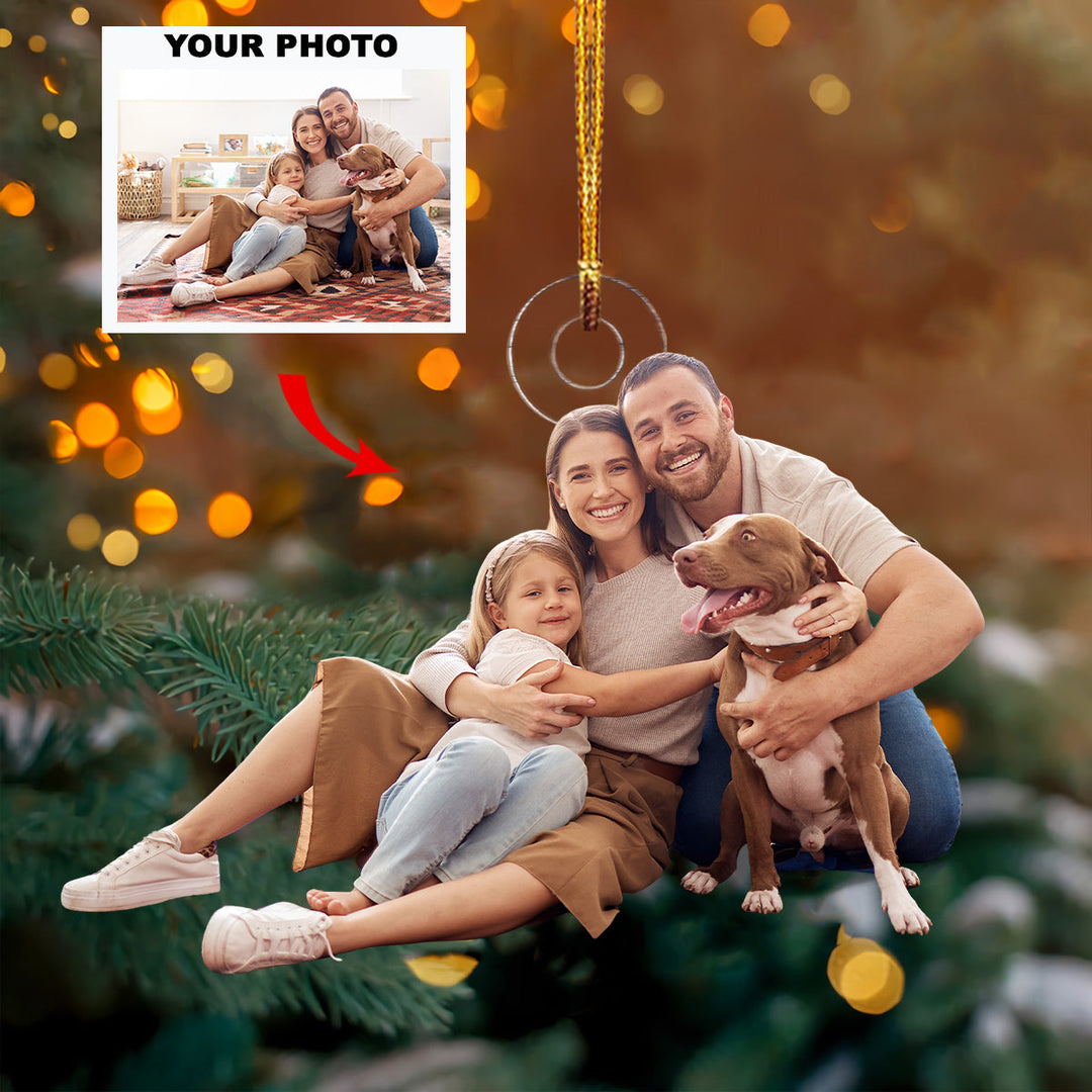 Family Joy - Personalized Photo Mica Ornament - Christmas Gift For Family, Family Members
