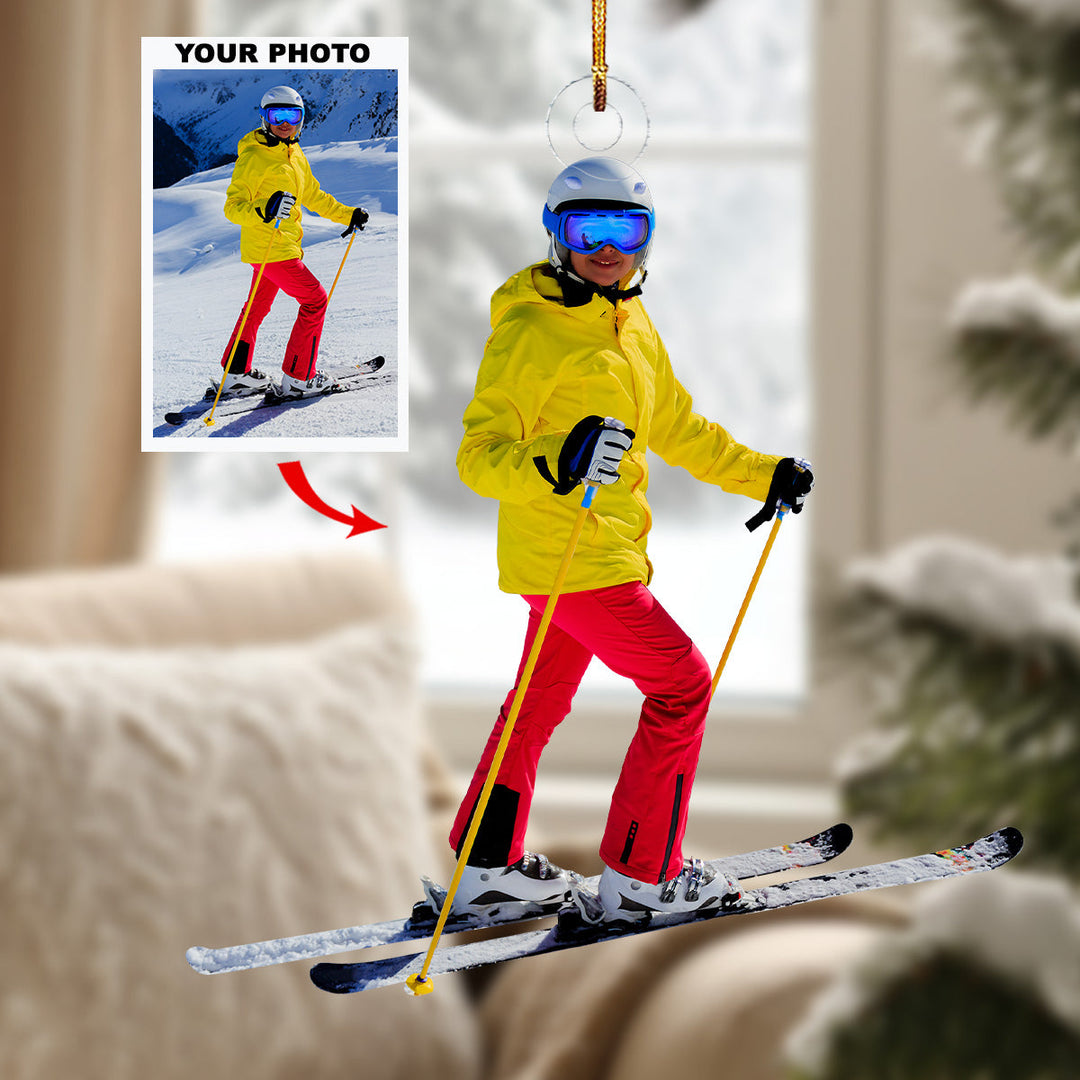 Summit Joy - Personalized Mica Ornament - Gift For Skiing Lovers, Family Members