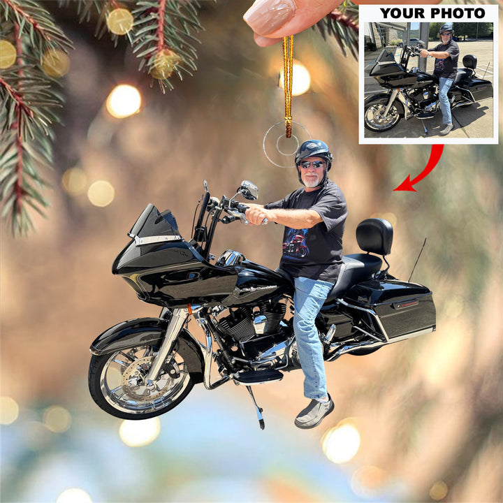Biker's Pride - Personalized Photo Mica Ornament - Christmas Gift For Motorcycle Lovers, Family Members