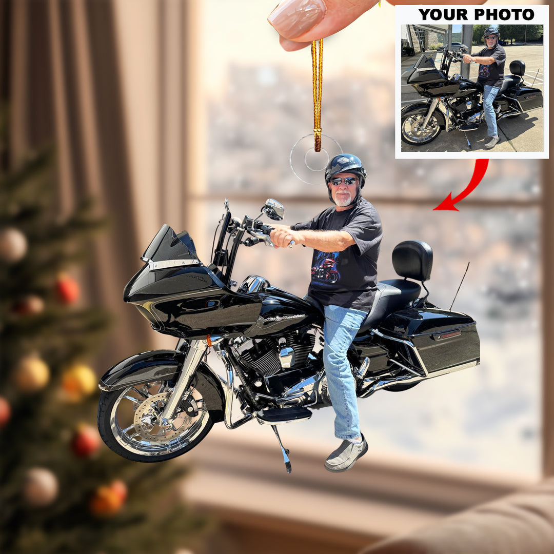 Biker's Pride - Personalized Photo Mica Ornament - Christmas Gift For Motorcycle Lovers, Family Members