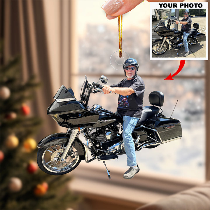 Biker's Pride - Personalized Photo Mica Ornament - Christmas Gift For Motorcycle Lovers, Family Members