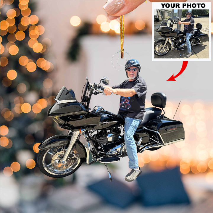 Biker's Pride - Personalized Photo Mica Ornament - Christmas Gift For Motorcycle Lovers, Family Members