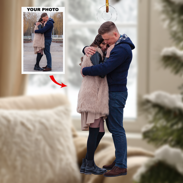 Holding Us - Personalized Photo Mica Ornament - Christmas Gift For Couple, Family Members