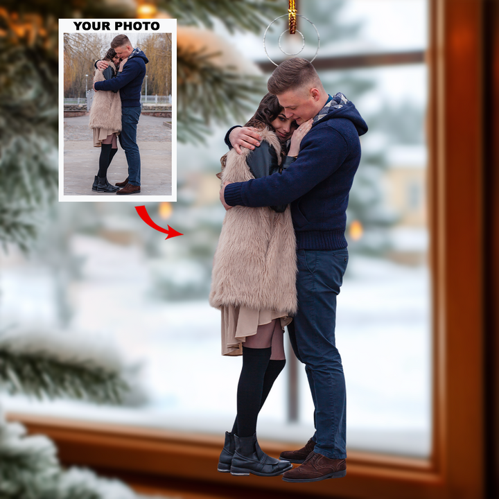 Holding Us - Personalized Photo Mica Ornament - Christmas Gift For Couple, Family Members
