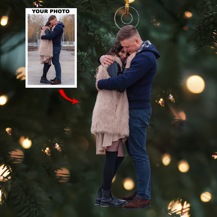 Holding Us - Personalized Photo Mica Ornament - Christmas Gift For Couple, Family Members