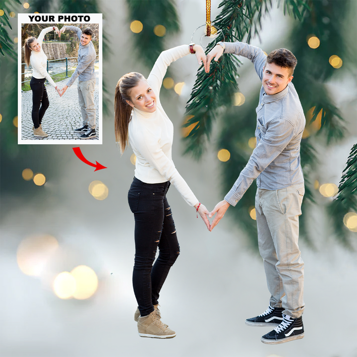 Joyful Heart - Personalized Photo Mica Ornament - Christmas Gift For Couple, Family Members