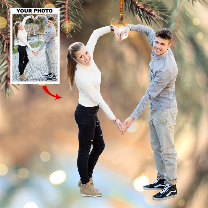 Joyful Heart - Personalized Photo Mica Ornament - Christmas Gift For Couple, Family Members