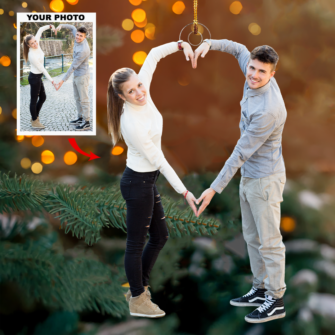 Joyful Heart - Personalized Photo Mica Ornament - Christmas Gift For Couple, Family Members