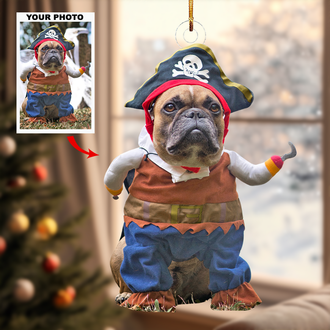 Captain Doggo - Personalized Photo Mica Ornament - Christmas Gift For Pet Lovers, Pet Owners