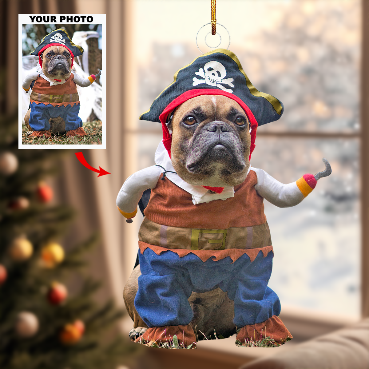 Captain Doggo - Personalized Photo Mica Ornament - Christmas Gift For Pet Lovers, Pet Owners