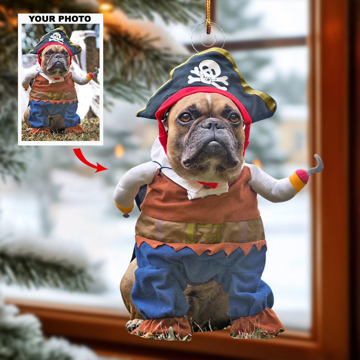 Captain Doggo - Personalized Photo Mica Ornament - Christmas Gift For Pet Lovers, Pet Owners