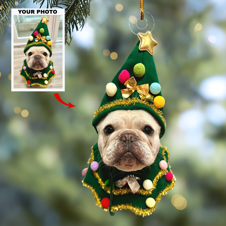 Evergreen Pup - Personalized Photo Mica Ornament - Christmas Gift For Pet Lovers, Pet Owners