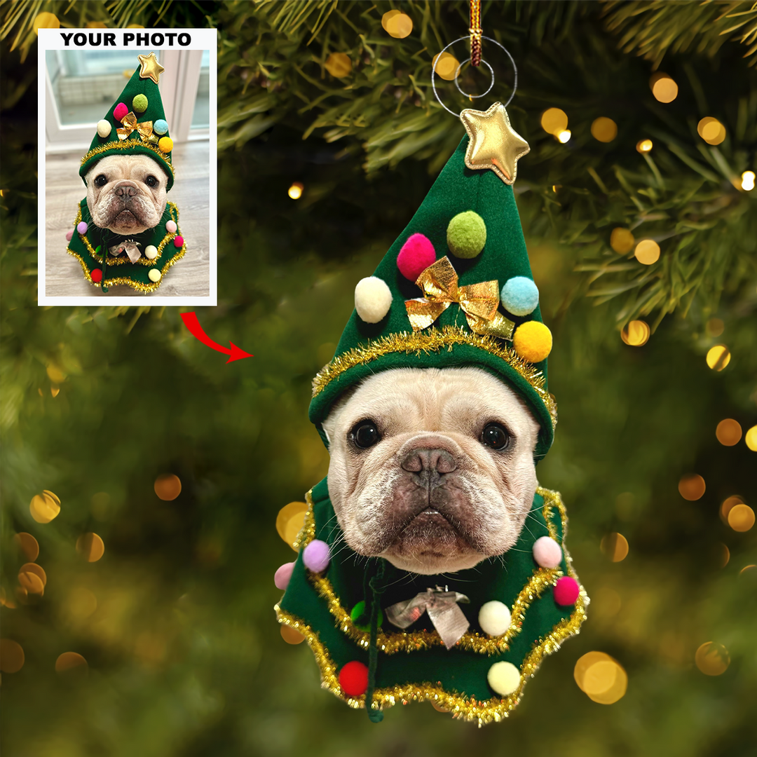 Evergreen Pup - Personalized Photo Mica Ornament - Christmas Gift For Pet Lovers, Pet Owners