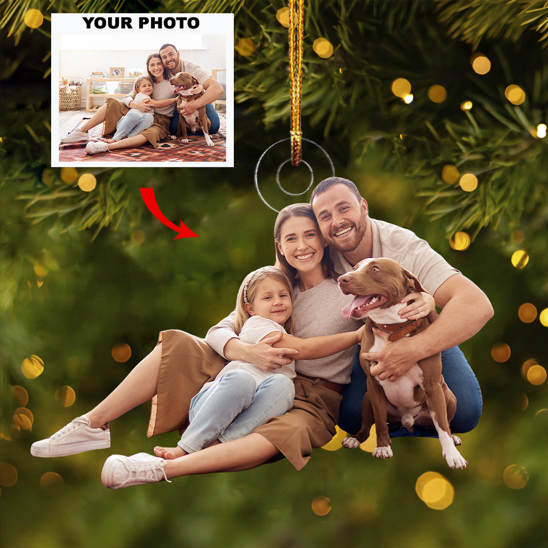 Family Joy - Personalized Photo Mica Ornament - Christmas Gift For Family, Family Members