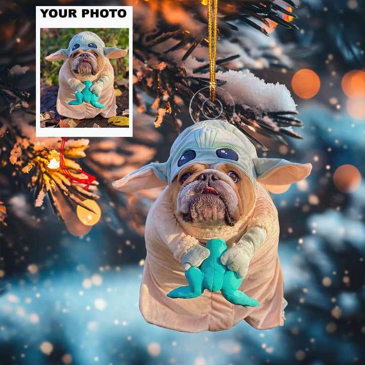 Cute Yoda - Personalized Photo Mica Ornament - Gift For Dog Lovers, Pet Lovers, Dog Mom, Dog Dad