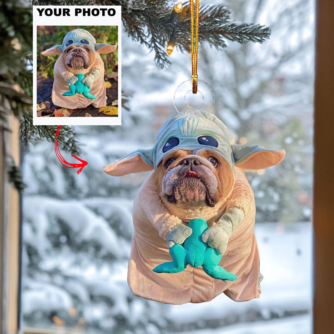 Cute Yoda - Personalized Photo Mica Ornament - Gift For Dog Lovers, Pet Lovers, Dog Mom, Dog Dad