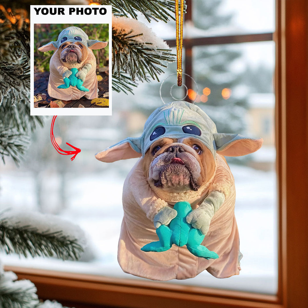 Cute Yoda - Personalized Photo Mica Ornament - Gift For Dog Lovers, Pet Lovers, Dog Mom, Dog Dad