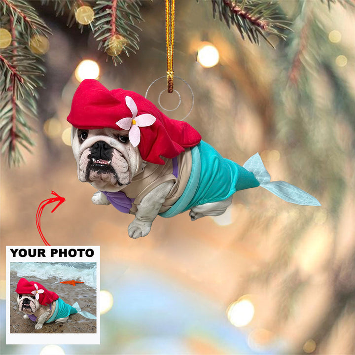 Mermaid Dog - Personalized Photo Mica Ornament - Gift For Dog Lovers, Pet Lovers, Dog Mom, Dog Dad