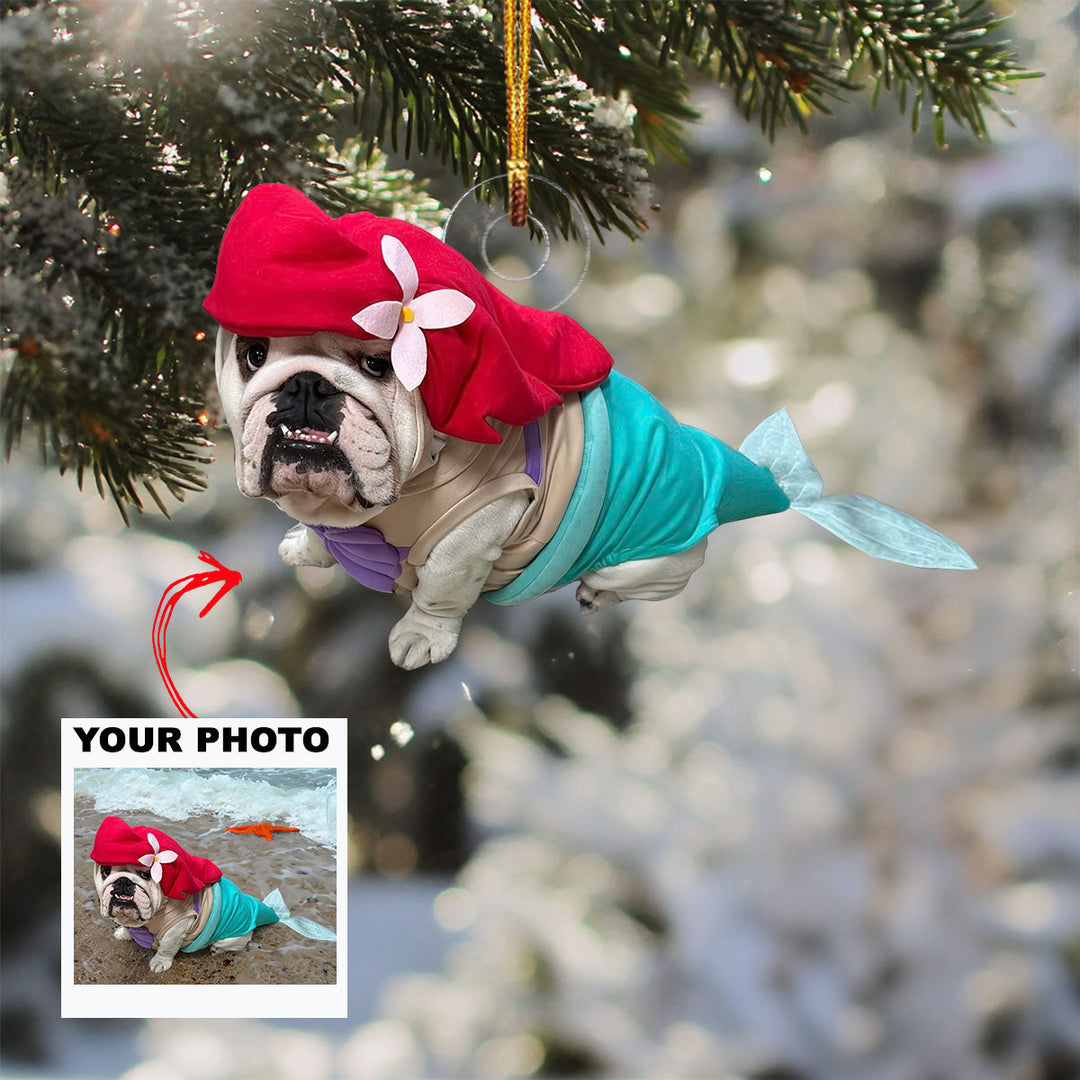 Mermaid Dog - Personalized Photo Mica Ornament - Gift For Dog Lovers, Pet Lovers, Dog Mom, Dog Dad