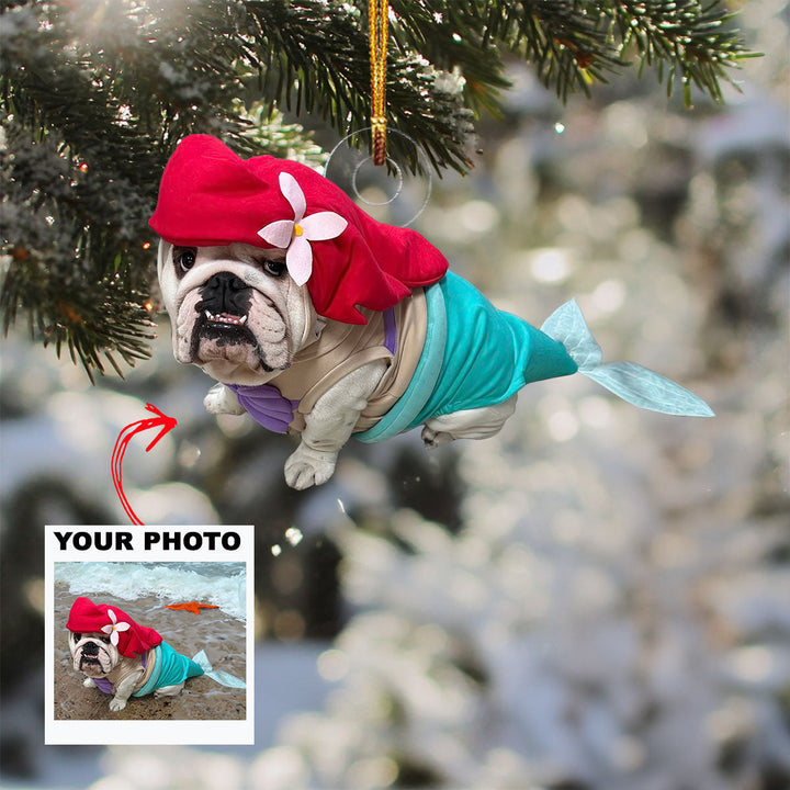 Mermaid Dog - Personalized Photo Mica Ornament - Gift For Dog Lovers, Pet Lovers, Dog Mom, Dog Dad