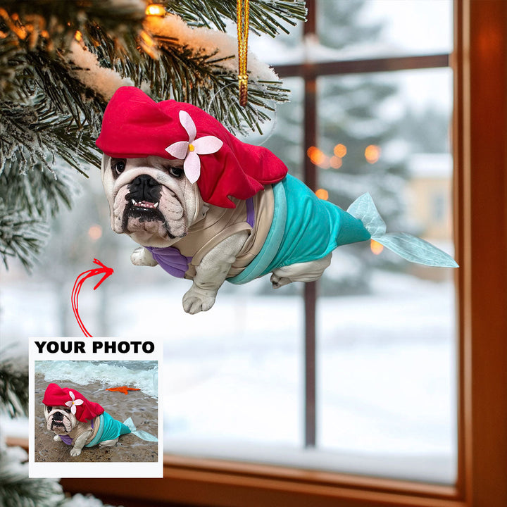 Mermaid Dog - Personalized Photo Mica Ornament - Gift For Dog Lovers, Pet Lovers, Dog Mom, Dog Dad