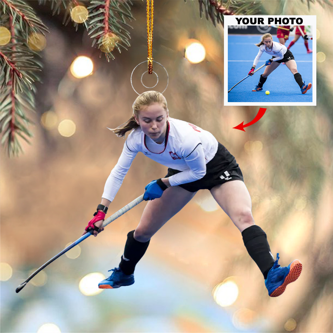Strike - Personalized Photo Mica Ornament - Christmas Gift For Family Members, Ice Hockey Lovers