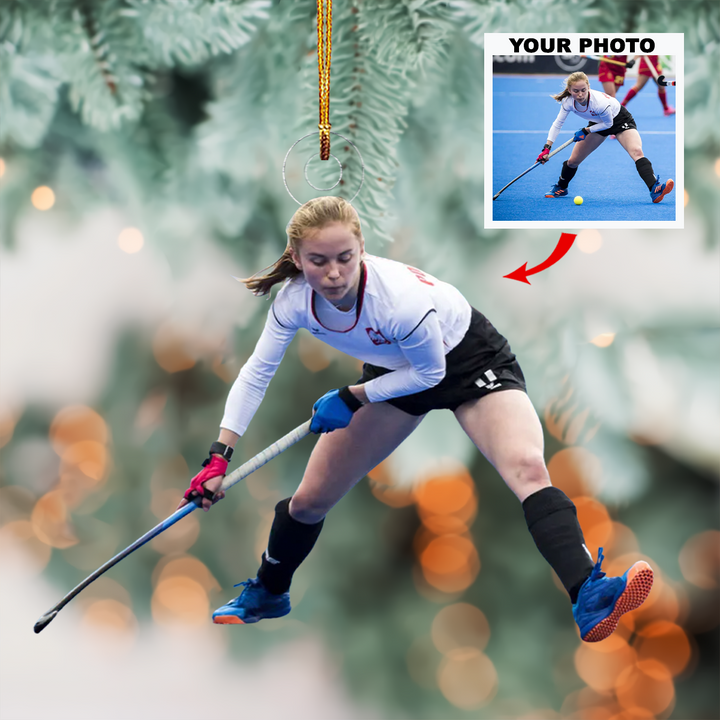 Strike - Personalized Photo Mica Ornament - Christmas Gift For Family Members, Ice Hockey Lovers