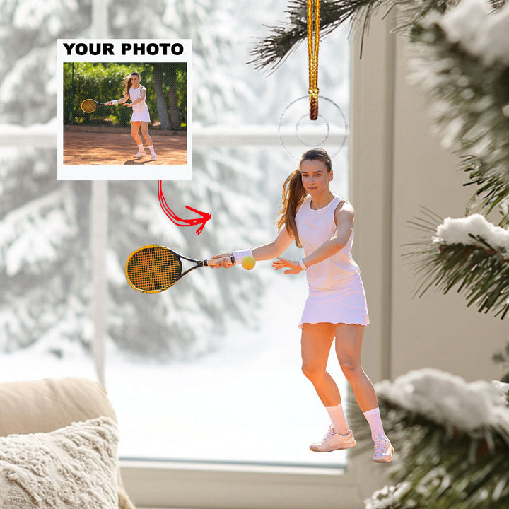Court Grace - Personalized Photo Mica Ornament - Gift For Tennis Lover, Tennis Player, Family Member