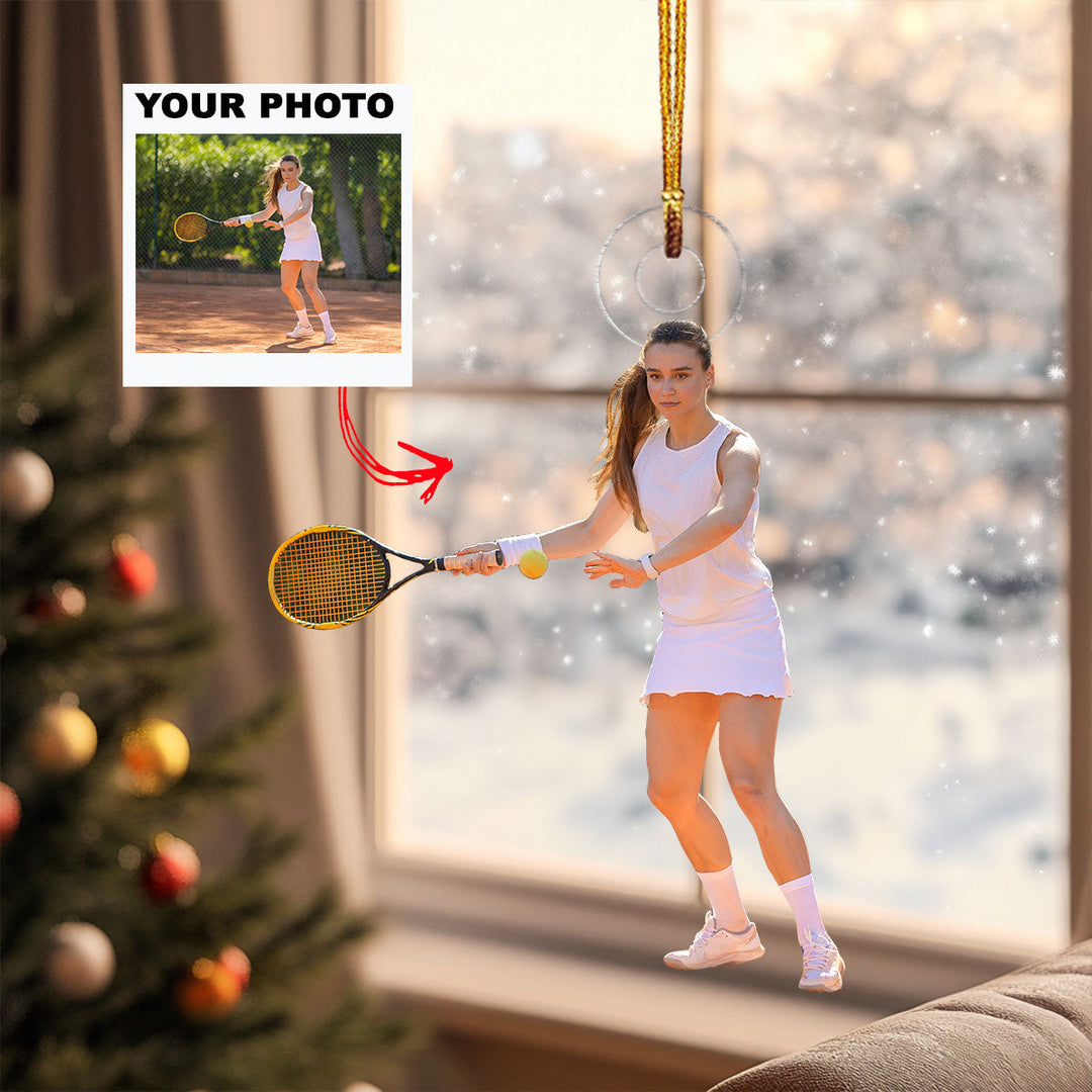 Court Grace - Personalized Photo Mica Ornament - Gift For Tennis Lover, Tennis Player, Family Member