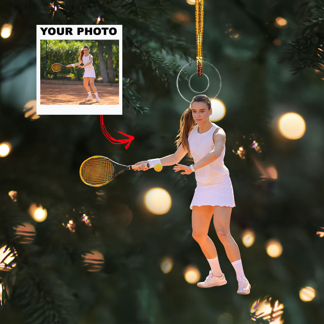 Court Grace - Personalized Photo Mica Ornament - Gift For Tennis Lover, Tennis Player, Family Member