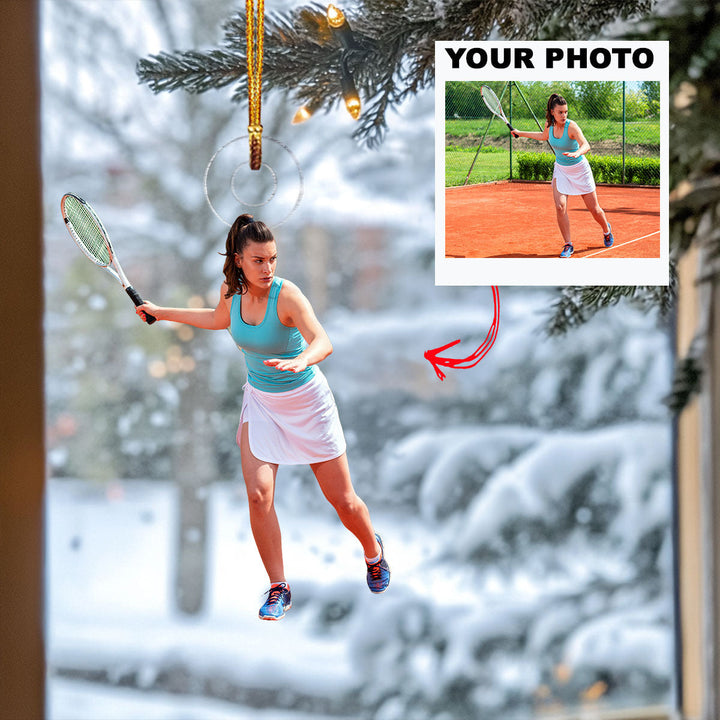 Game Strike - Personalized Photo Mica Ornament - Gift For Tennis Lover, Tennis Player, Family Member