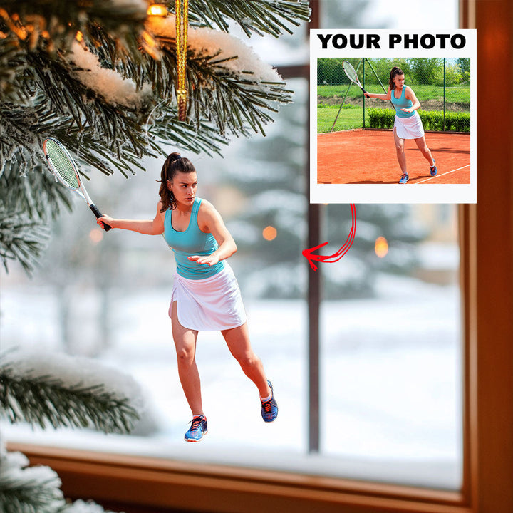 Game Strike - Personalized Photo Mica Ornament - Gift For Tennis Lover, Tennis Player, Family Member