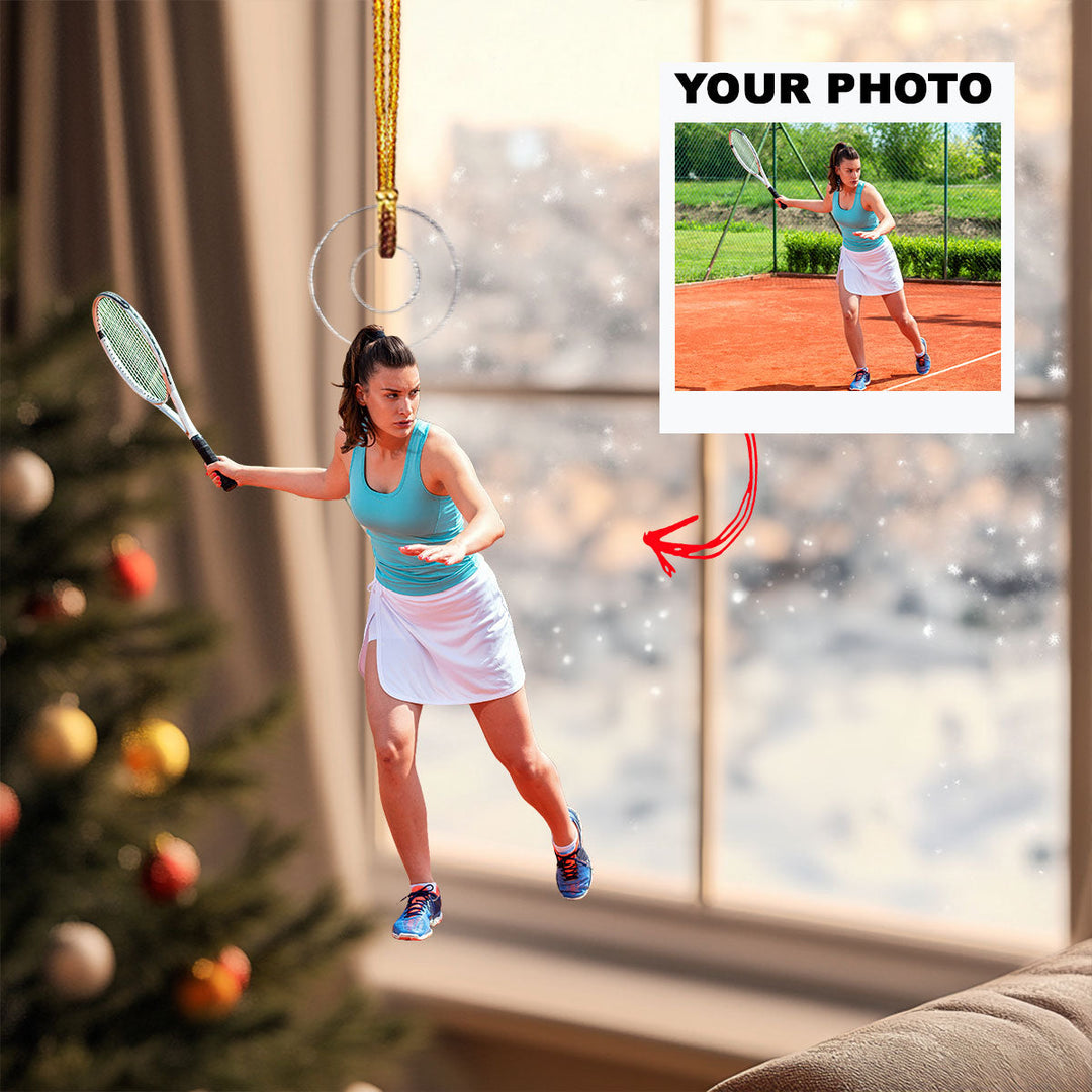 Game Strike - Personalized Photo Mica Ornament - Gift For Tennis Lover, Tennis Player, Family Member