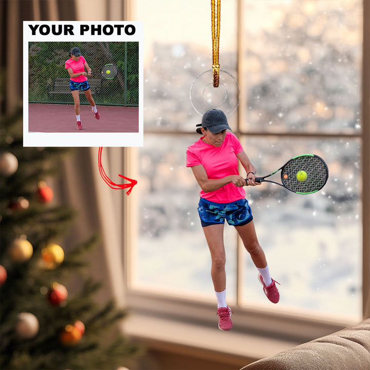 Tennis Ready - Personalized Photo Mica Ornament - Gift For Tennis Lover, Tennis Player, Family Member