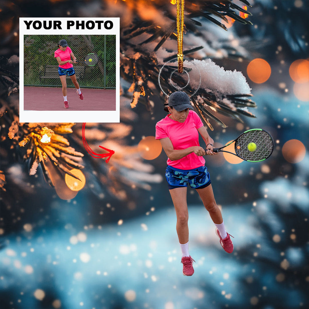 Tennis Ready - Personalized Photo Mica Ornament - Gift For Tennis Lover, Tennis Player, Family Member